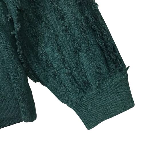 1.State Women’s Sweater Large Green Fringe Sleeve Textured Knit Pullover NWOT - Picture 9 of 12